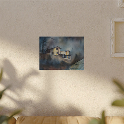 Artistic Stretched Canvas Wall Art, Home Decor, Modern Landscape, Cozy Living Room, Gift for Art Lovers, Unique Wall Decoration