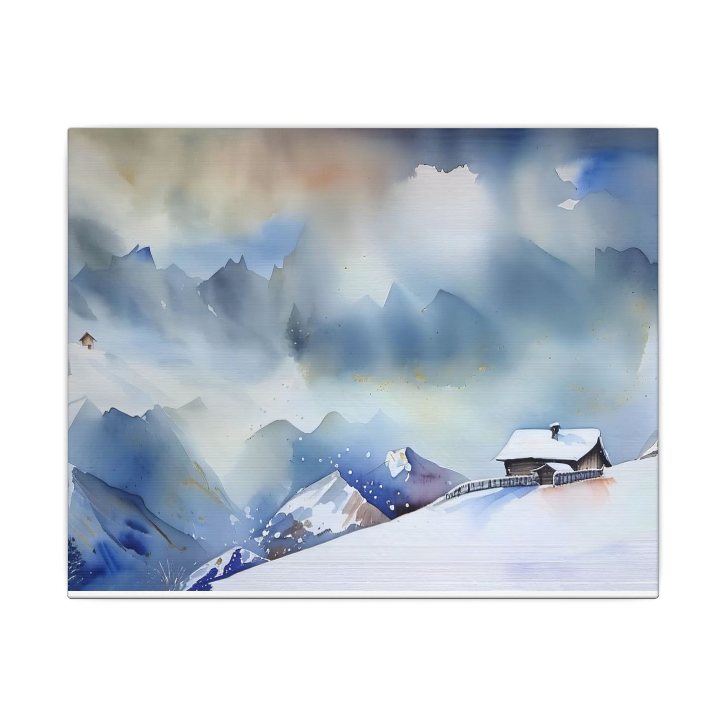 Mountain Retreat Matte Canvas Art, Cozy Home Decor, Winter Landscape Wall Art, Gift for Nature Lovers, Scenic Artwork