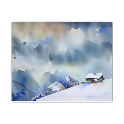 Mountain Retreat Matte Canvas Art, Cozy Home Decor, Winter Landscape Wall Art, Gift for Nature Lovers, Scenic Artwork