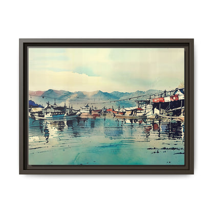 Artistic Framed Canvas Print - Tranquil Harbor Scene, Wall Decor, Home Decor, Gift for Art Lovers, Coastal Vibe