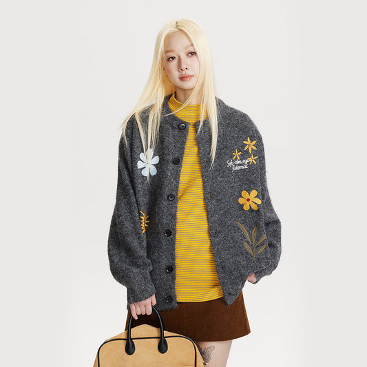 Women’s Retro Floral Embroidered Cardigan Sweater