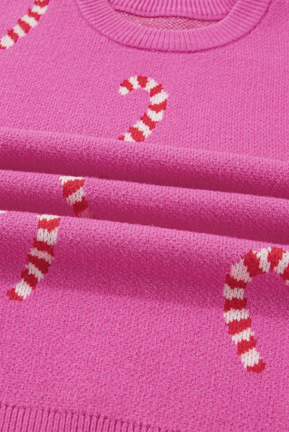 Christmas Candy Cane Drop Shoulder Sweater
