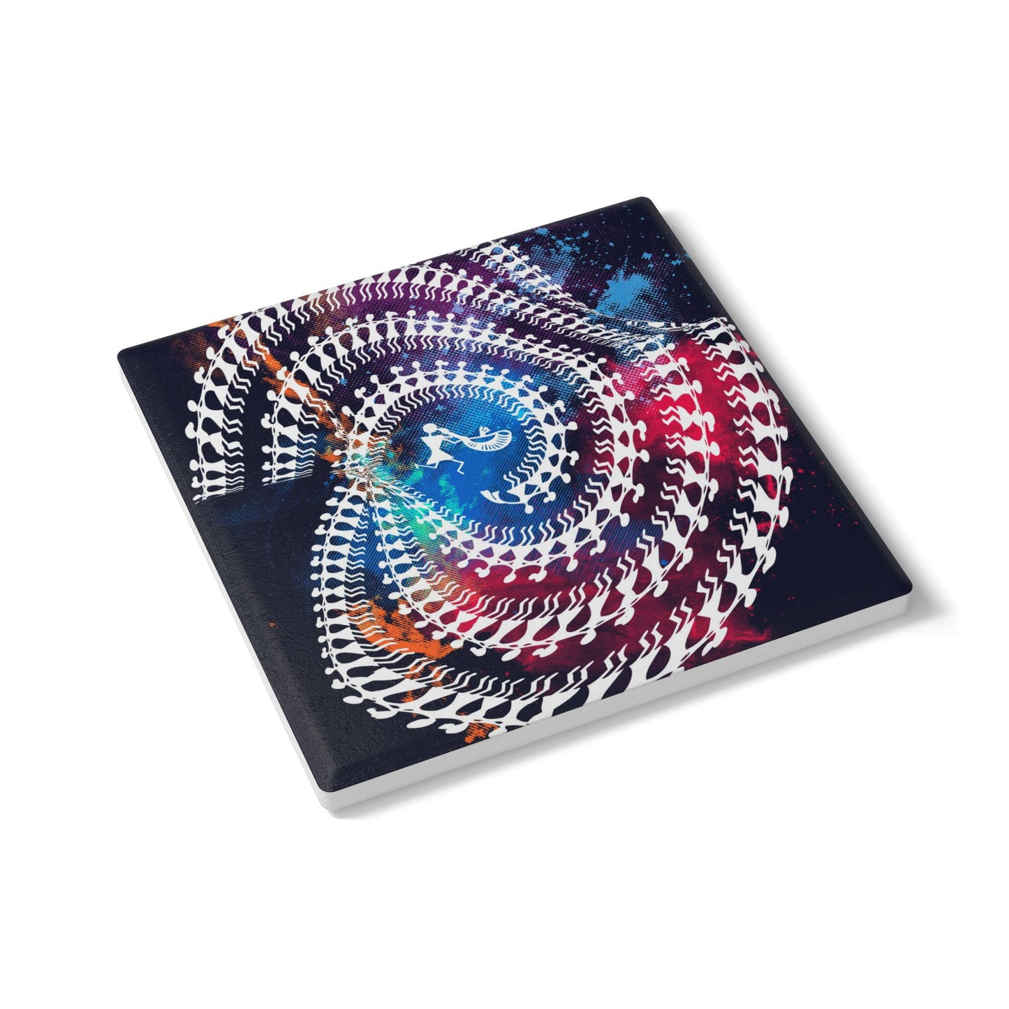 Spiral Art Ceramic Coaster, Psychedelic Home Decor, Drink Coaster Set, Unique Gift for Housewarming, Vibrant Coffee Table Accessory