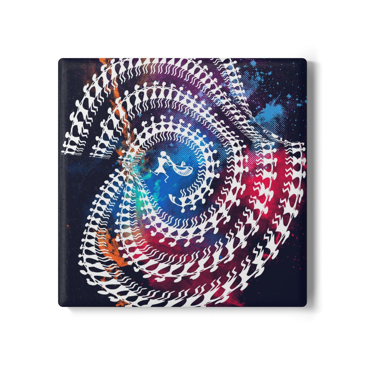 Spiral Art Ceramic Coaster, Psychedelic Home Decor, Drink Coaster Set, Unique Gift for Housewarming, Vibrant Coffee Table Accessory