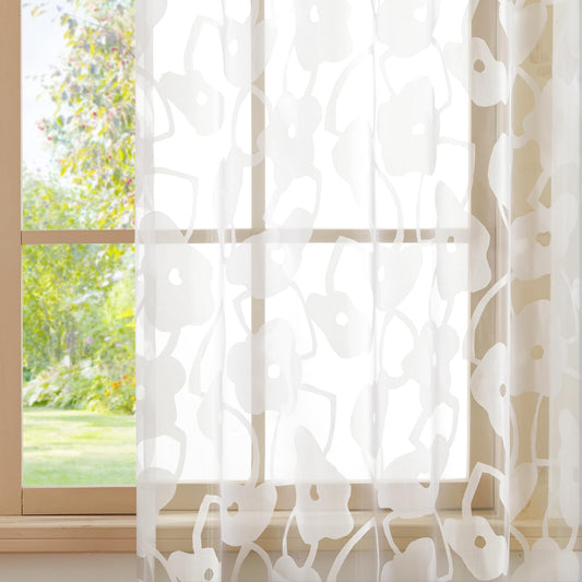 Sheer Grommet Curtains with Summer Flowers Summer Flowers