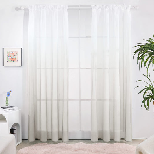 Ombre Sheer Voile Curtains, Rod Pocket, Light Grey Light Grey 90.0L x 52.0W inches