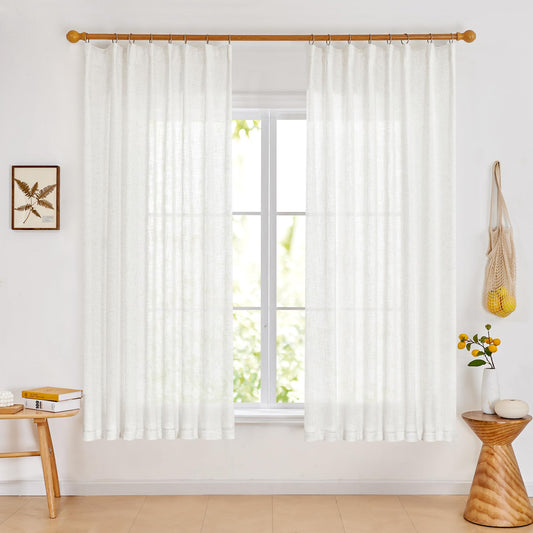 Light Filtering Linen Drapes, Back Tab & Rod Pocket Cream