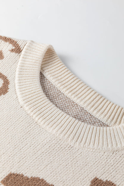 Leopard Asymmetric Drop Shoulder Sweater