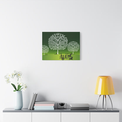 Tribal Art Artistic Nature Canvas Wall Decor, Eco-Friendly Home Art, Green Tree Print, Rustic Farmhouse Decor, Living Room Wall Art, Gift Idea