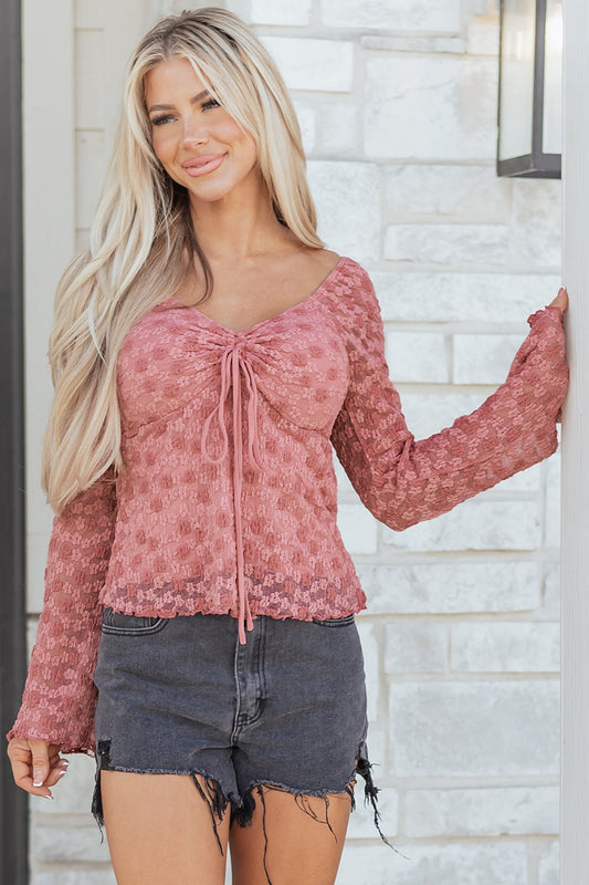 Paloma Detail Floral Lace Blouse Peach Blossom