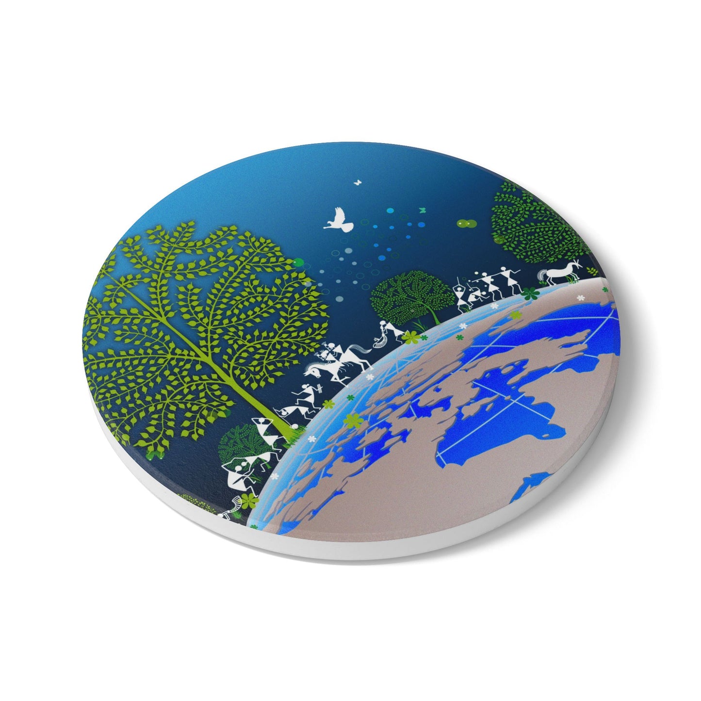 Eco-Friendly Ceramic Coaster Set, Nature-Inspired Drink Coasters, Gift for Earth Lovers, Home Décor, Green Living