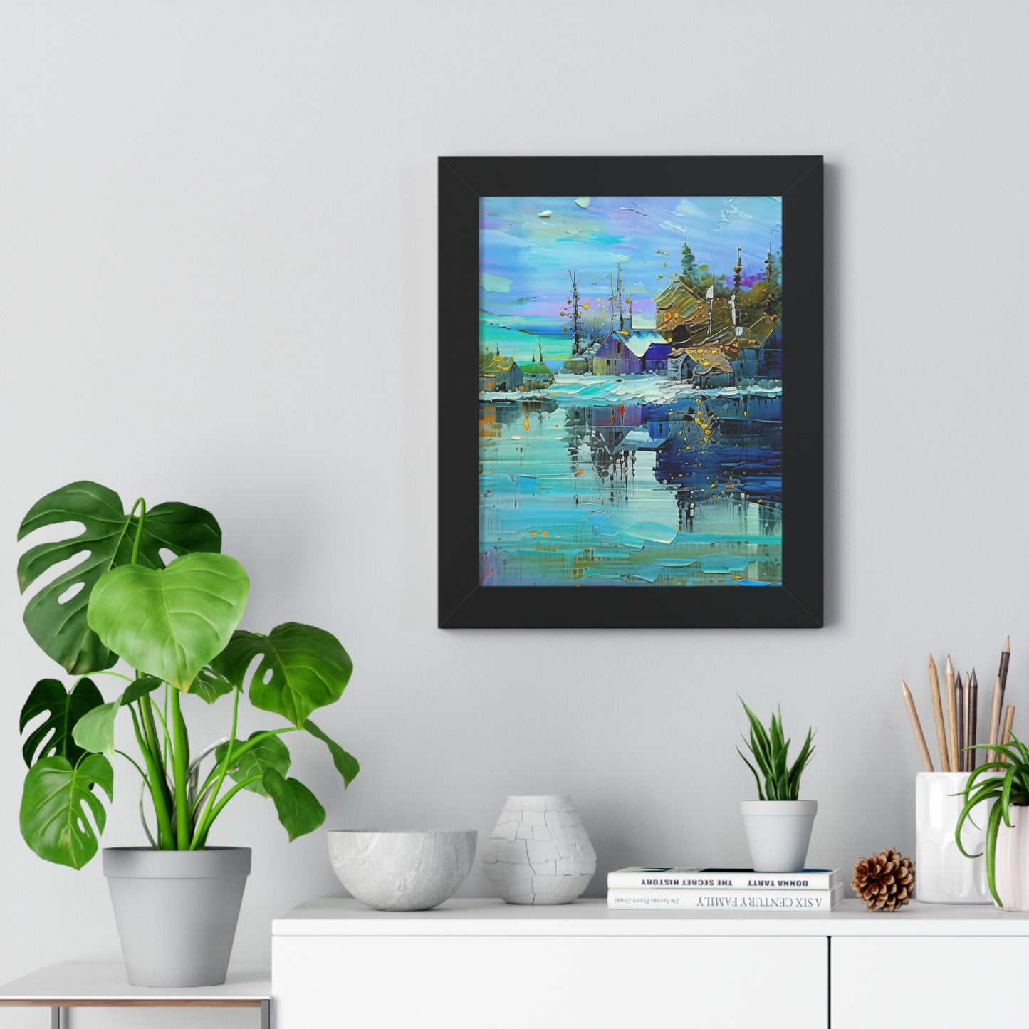 Serene Horizons – Framed Vertical Landscape Art Print
