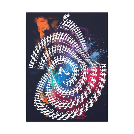 Spiral Tribal Dance Art Canvas, Abstract Wall Decor, Meditation Gift, Psychedelic Art Print, Home or Office Decoration