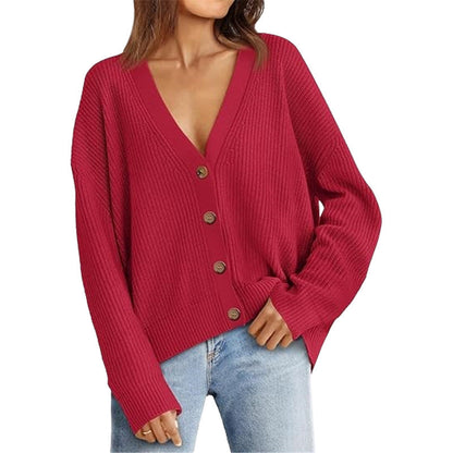 Women’s Lightweight Button Cardigan Wine Red