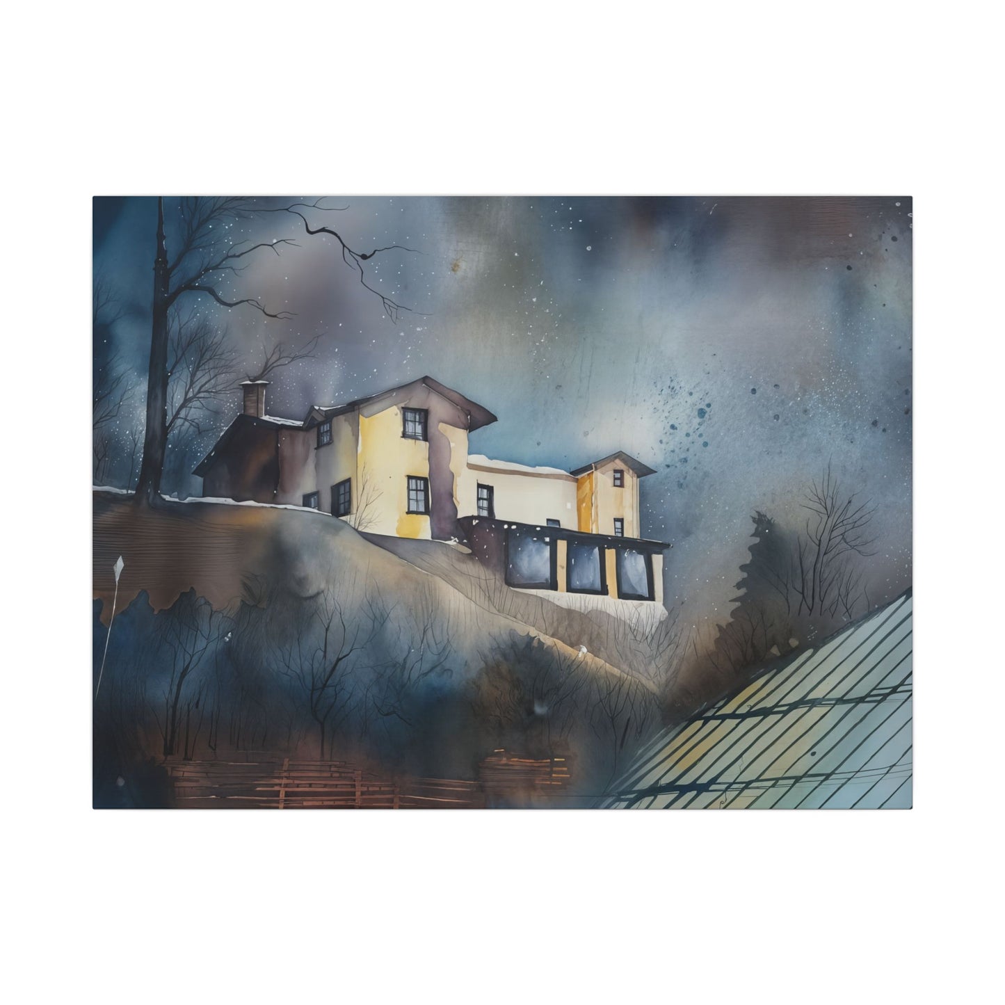 Artistic Stretched Canvas Wall Art, Home Decor, Modern Landscape, Cozy Living Room, Gift for Art Lovers, Unique Wall Decoration