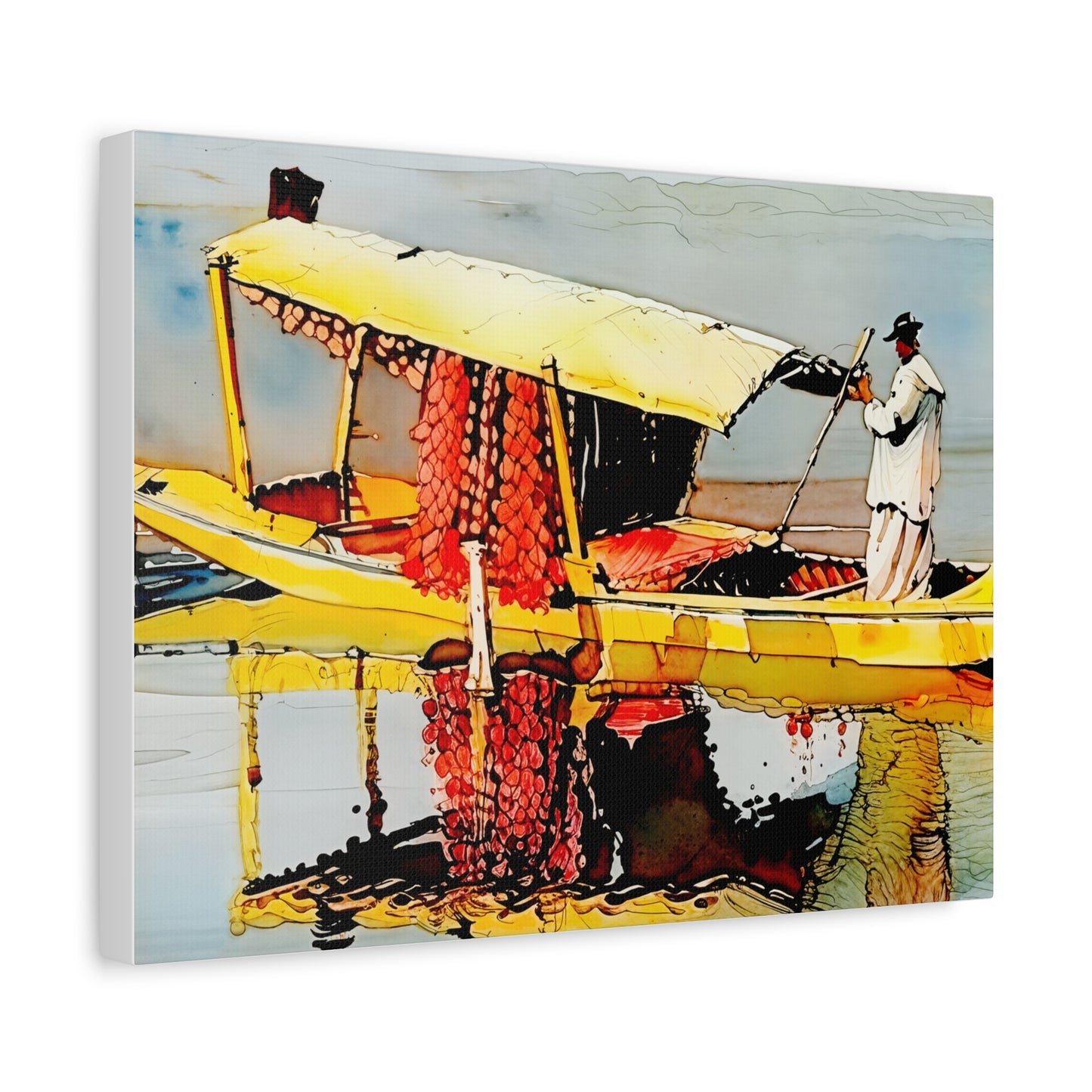 Stretched Canvas Art Print, Vibrant Wall Decor, Boat Artwork, Home & Office Decoration, Modern Art Piece, Gift for Art Lovers