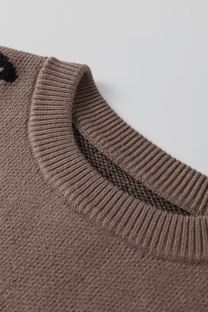 Leopard Asymmetric Drop Shoulder Sweater