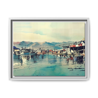 Artistic Framed Canvas Print - Tranquil Harbor Scene, Wall Decor, Home Decor, Gift for Art Lovers, Coastal Vibe