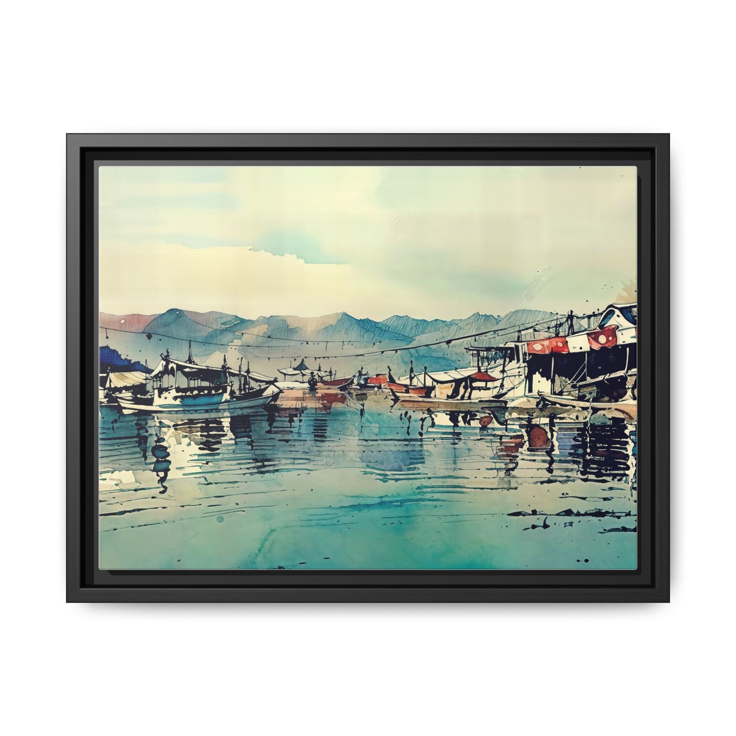 Artistic Framed Canvas Print - Tranquil Harbor Scene, Wall Decor, Home Decor, Gift for Art Lovers, Coastal Vibe