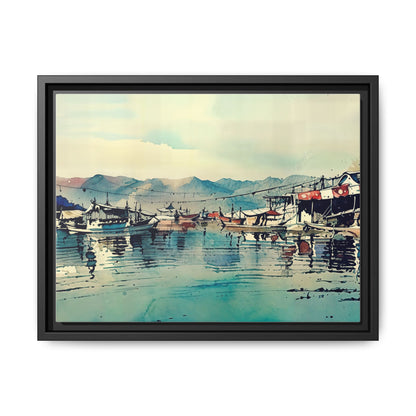 Artistic Framed Canvas Print - Tranquil Harbor Scene, Wall Decor, Home Decor, Gift for Art Lovers, Coastal Vibe