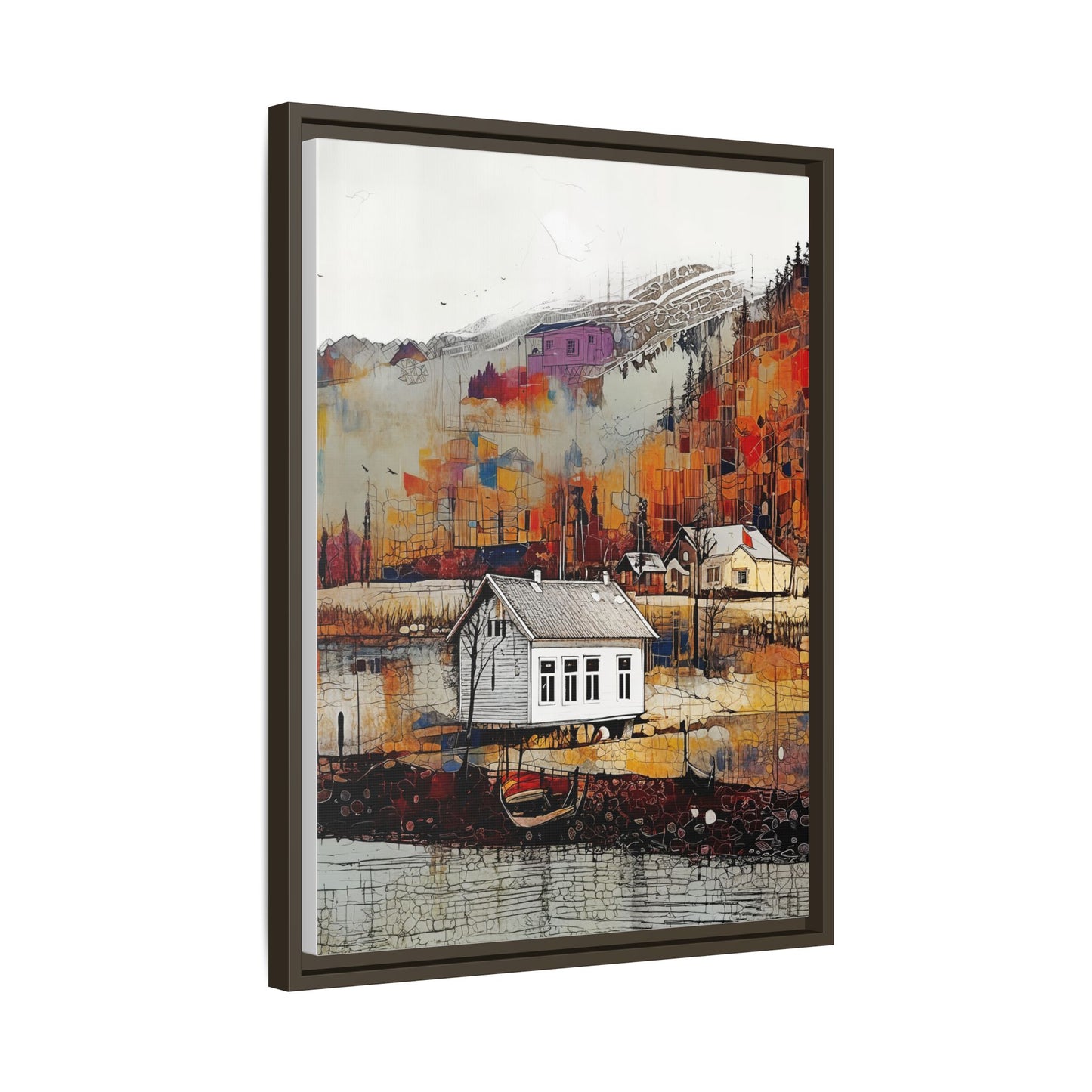 Autumn Landscape Framed Canvas Print – Cozy Home Wall Art for Nature Lovers
