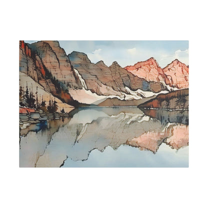 Satin Canvas Wall Art - Scenic Mountain Reflection, Nature Decor, Home Aesthetic, Gift for Nature Lovers, Rustic Wall Decor