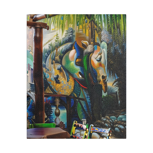 Stretched Satin Canvas Art Print, Colorful Horse Wall Décor, Vibrant Home Decoration, Artistic Gift for Animal Lovers, Nature Inspired Decor