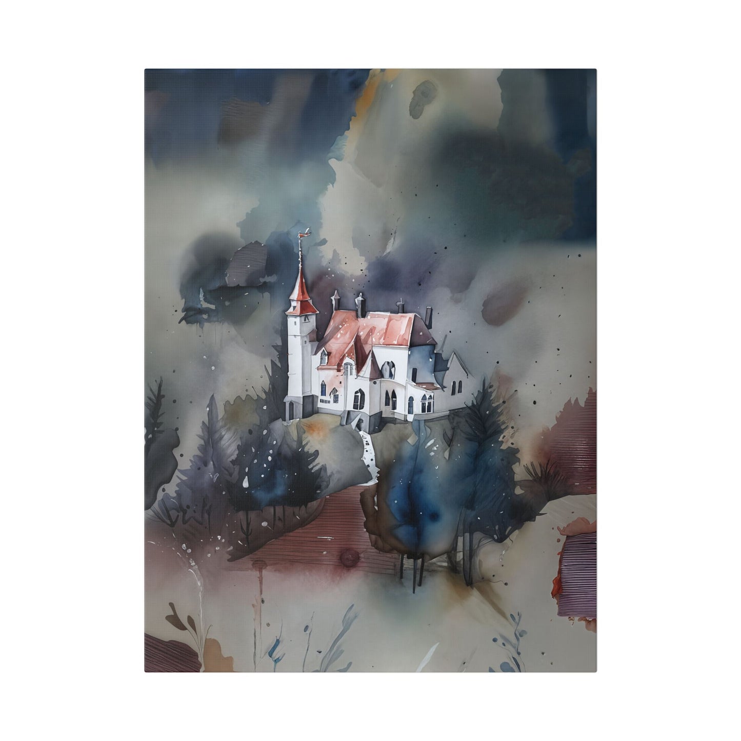 Mystical Castle Art Canvas | Abstract Wall Decor, Home Office Decor, Gift for Art Lovers, Cozy Living Room Accent