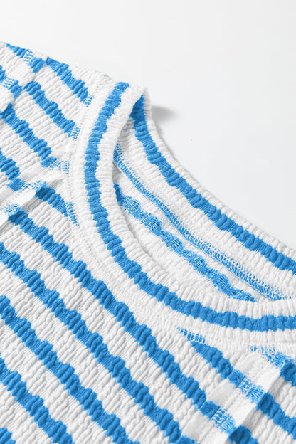 Stripe Textured Patchwork Short Sleeve T-Shirt