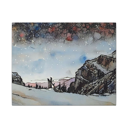 Scenic Canvas Wall Art, Mountain Landscape Decor, Starry Night Artwork, Nature Lover Gift, Home Interior Accent, Holiday Decoration