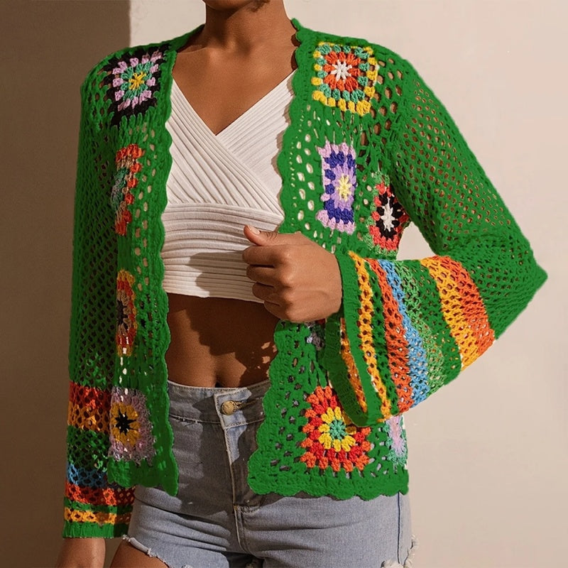 Women's Elegant Crochet Cardigan Green