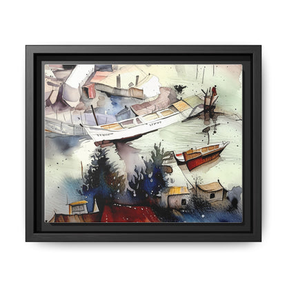 Framed Matte Canvas Art Print, Nautical Landscape Wall Decor, Boat Scene Artwork, Coastal Home Decor, Gift for Art Lovers