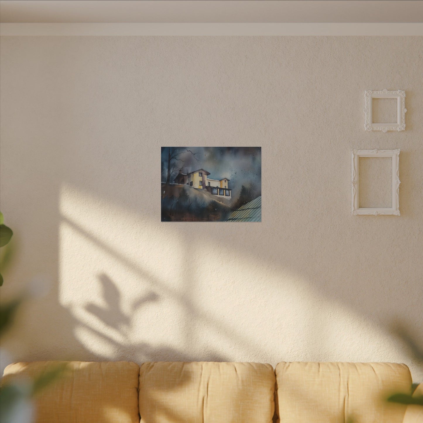 Artistic Stretched Canvas Wall Art, Home Decor, Modern Landscape, Cozy Living Room, Gift for Art Lovers, Unique Wall Decoration