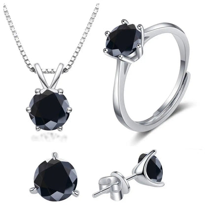 925 Sterling Silver 1ctx4 D Moissanite Necklace Earrings Set Bridal Jewelry black resizable