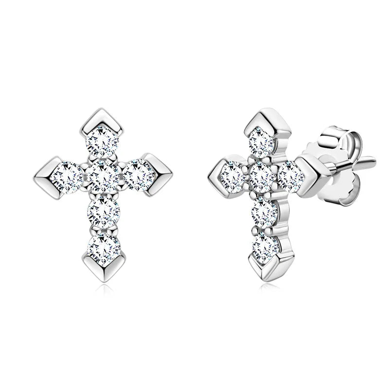 925 Sterling Silver Moissanite Arrow Cross Stud Earrings For Men and Women arrow cross stud