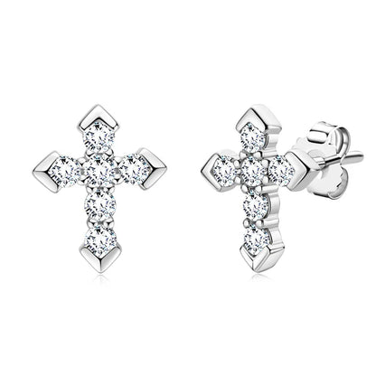925 Sterling Silver Moissanite Arrow Cross Stud Earrings For Men and Women arrow cross stud