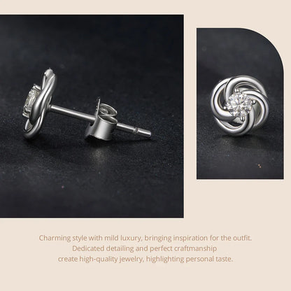 925 Sterling Silver Moissanite Four-Leaf Clover Stud Earrings Hollow Flower