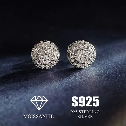 925 Sterling Silver Moissanite Round Stud Earrings - Wedding Birthday Gift