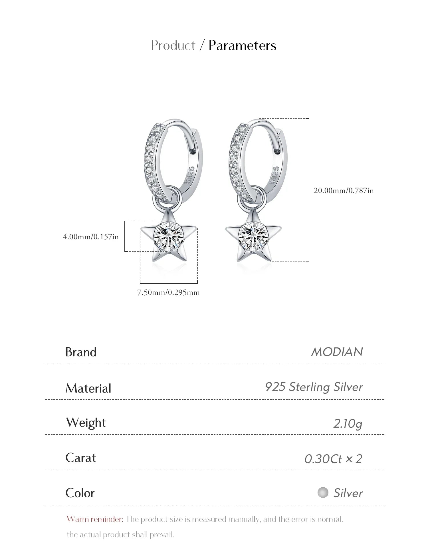 925 Sterling Silver Moissanite Star Hoop Earrings D Color Shiny For Women