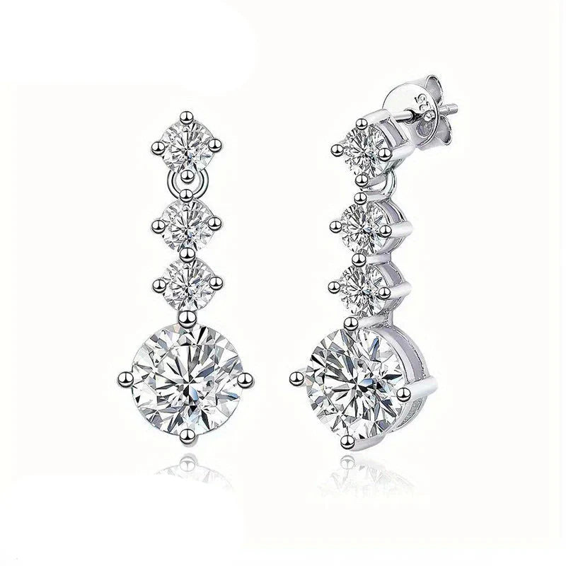925 Sterling Silver Moissanite Stud Earrings 2.6ct Classic Simple Luxury silver