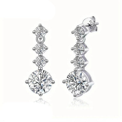 925 Sterling Silver Moissanite Stud Earrings 2.6ct Classic Simple Luxury silver