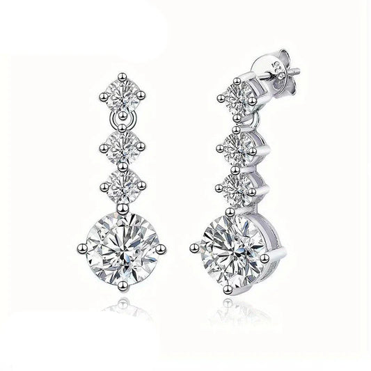925 Sterling Silver Moissanite Stud Earrings 2.6ct Classic Simple Luxury silver