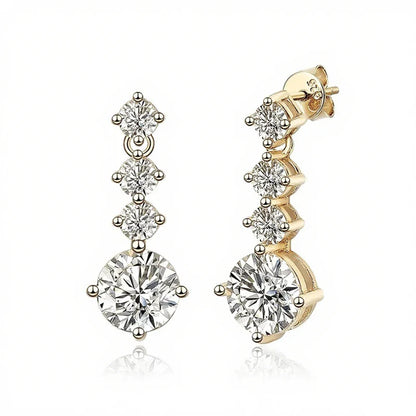 925 Sterling Silver Moissanite Stud Earrings 2.6ct Classic Simple Luxury rose gold colored silver.