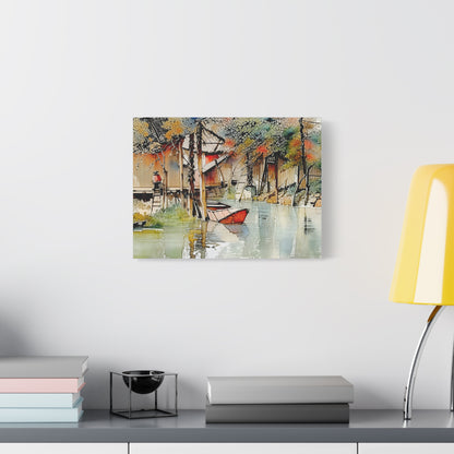 Serene Landscape Canvas Wall Art, Boat Print for Home Decor, Gift for Nature Lovers, Tranquil Artwork, Perfect for Living Room