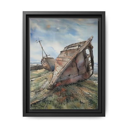 Framed Canvas Art Print, Nautical Home Decor, Coastal Wall Art, Shipwreck Artwork, Beach House Decor, Gift for Sea Lovers