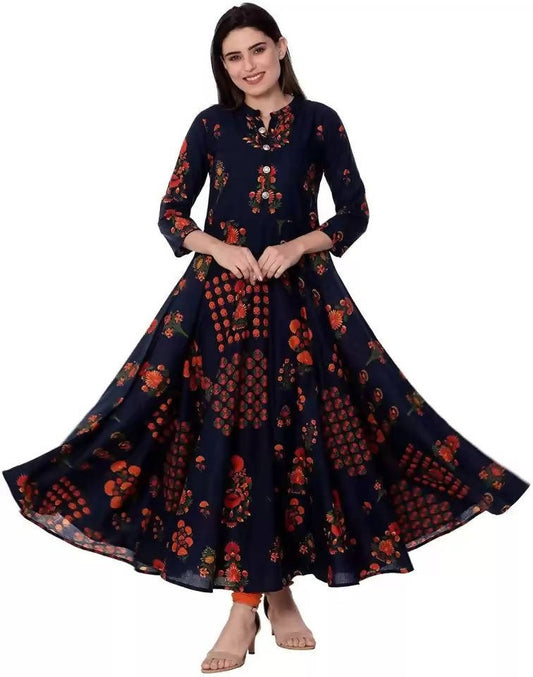 Vamika Coton Navy Blue Party Wear Kurti