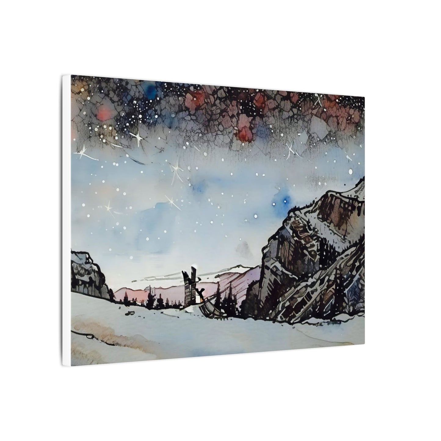 Scenic Canvas Wall Art, Mountain Landscape Decor, Starry Night Artwork, Nature Lover Gift, Home Interior Accent, Holiday Decoration