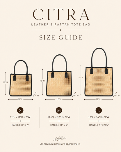 Citra Leather and Rattan Tote Bag
