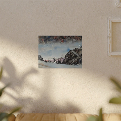 Scenic Canvas Wall Art, Mountain Landscape Decor, Starry Night Artwork, Nature Lover Gift, Home Interior Accent, Holiday Decoration