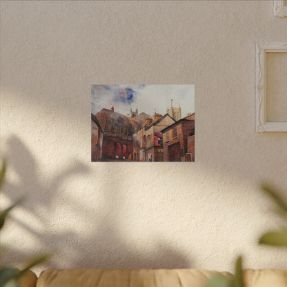 Watercolor Cityscape Art Print, Matte Canvas Wall Decor, Home Gallery, Unique Gift, Living Room Wall Art, Landscape Painting